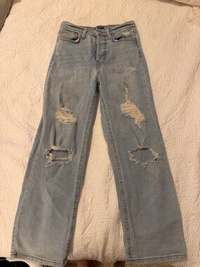 wild fable Light Wash Distressed highest rise Straight-Leg Jeans